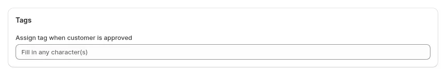 Karte Tags im Registrierungsformular, um bei der Freigabe einen Tag zu setzen