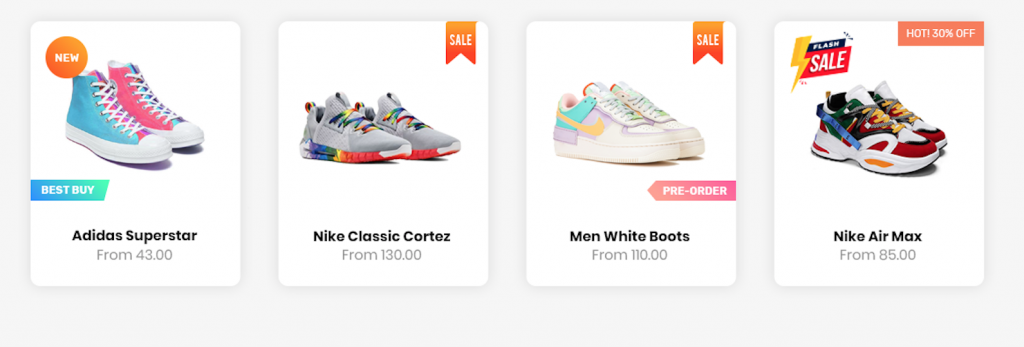 An example of Shopify product badges