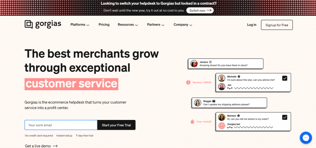 shopify customer service plugin gorgias
