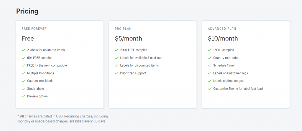 Pricing plan