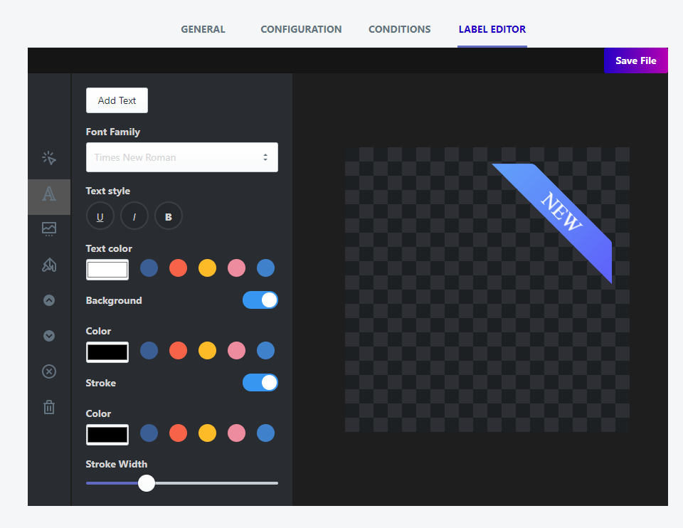 Design your own label by Label editor feature