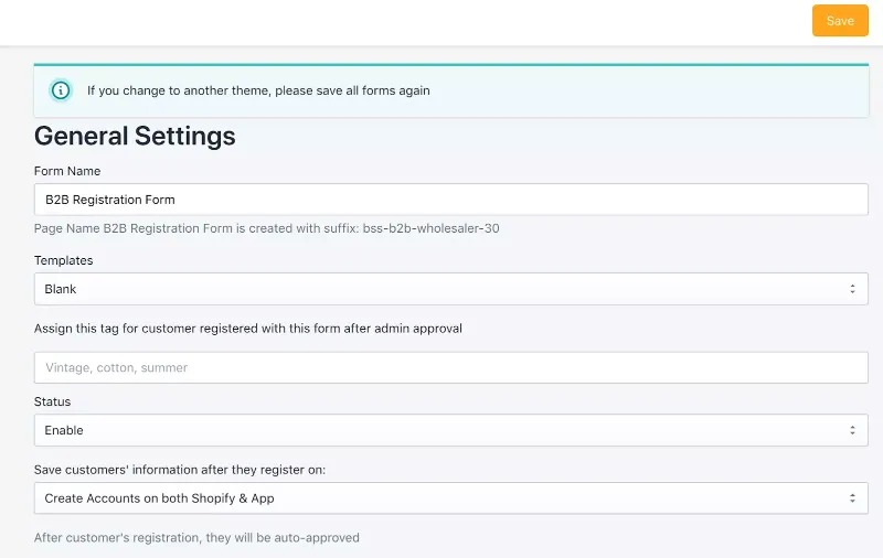 Create a new Shopify registration form