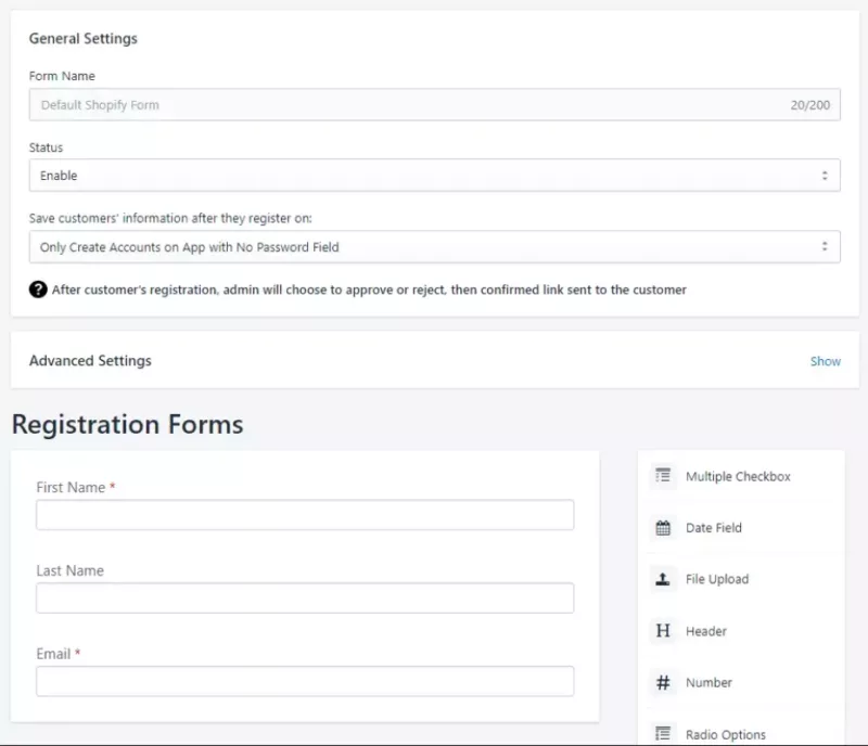 Shopify Custom Registration Form