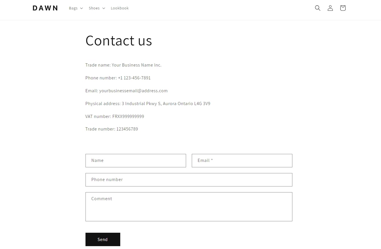 Shopify default registration form builder