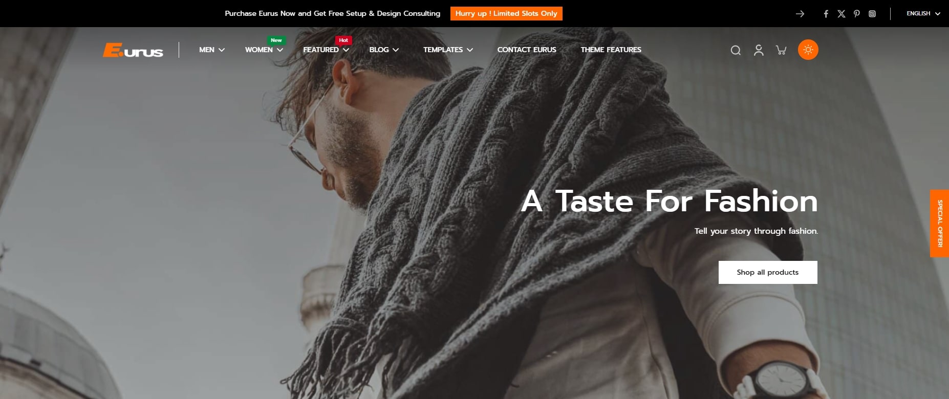 Eurus theme to start an online clothing store