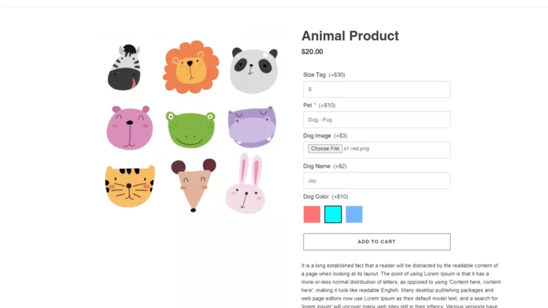 Shopify product options app - product options variant option