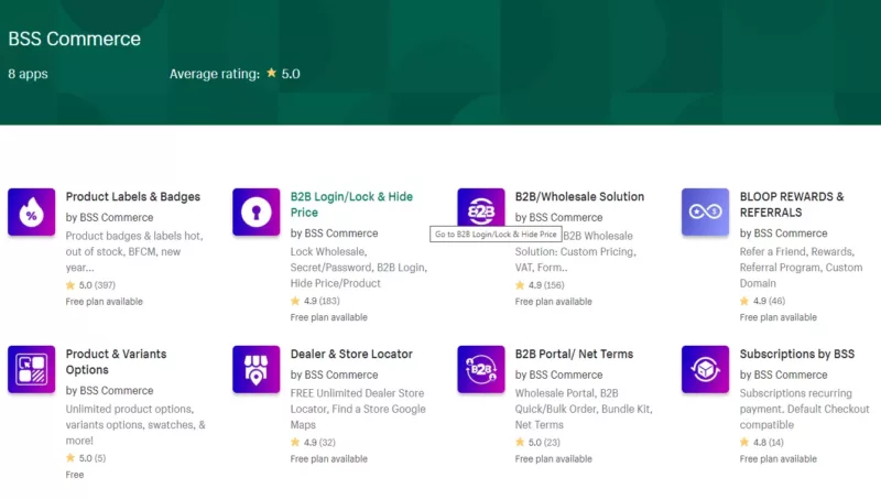 BSS Commerce shopify apps