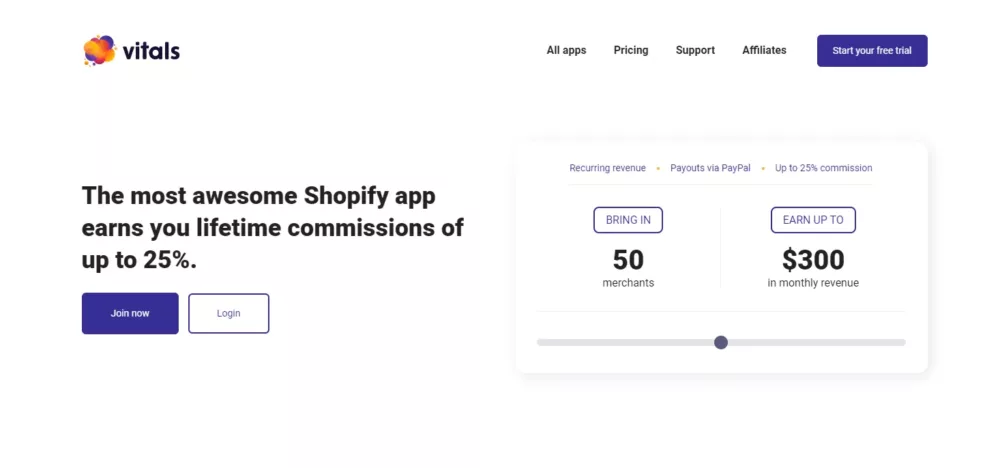 Vitals shopify partner program