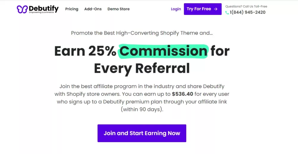 Debutify - best affiliate program for shopify