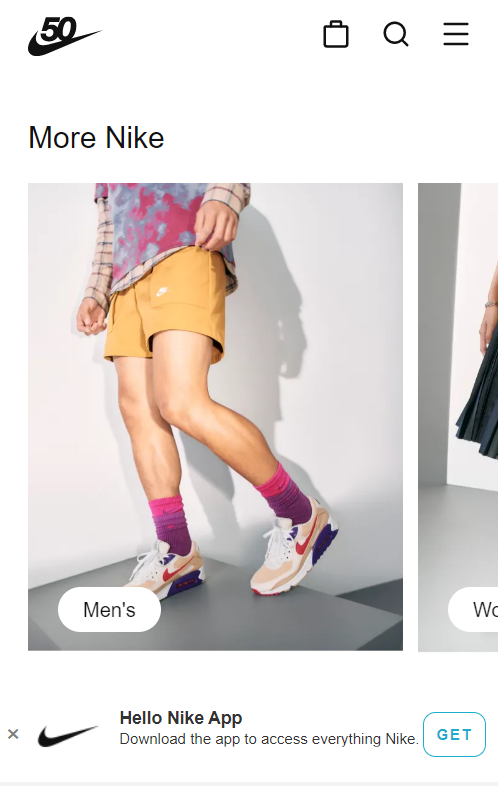 Nike - Mobile e-commerce examples