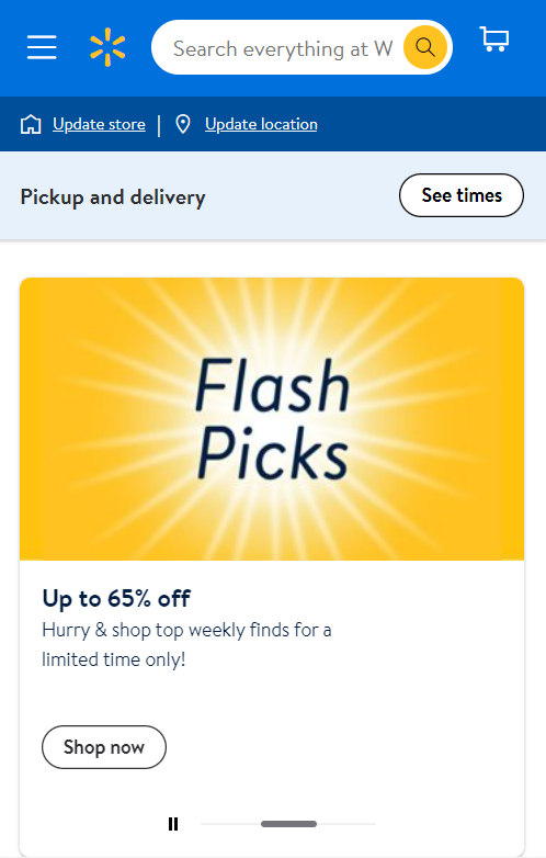 Walmart - Mobile e-commerce examples
