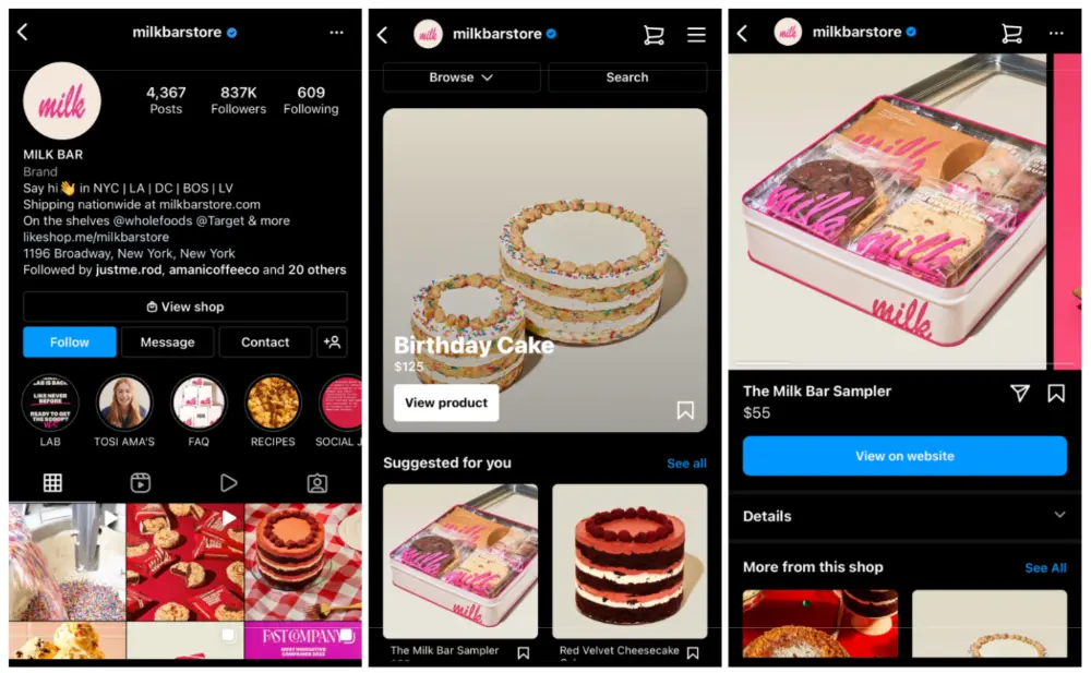 MilkBar Store - Social Ecommerce Examples