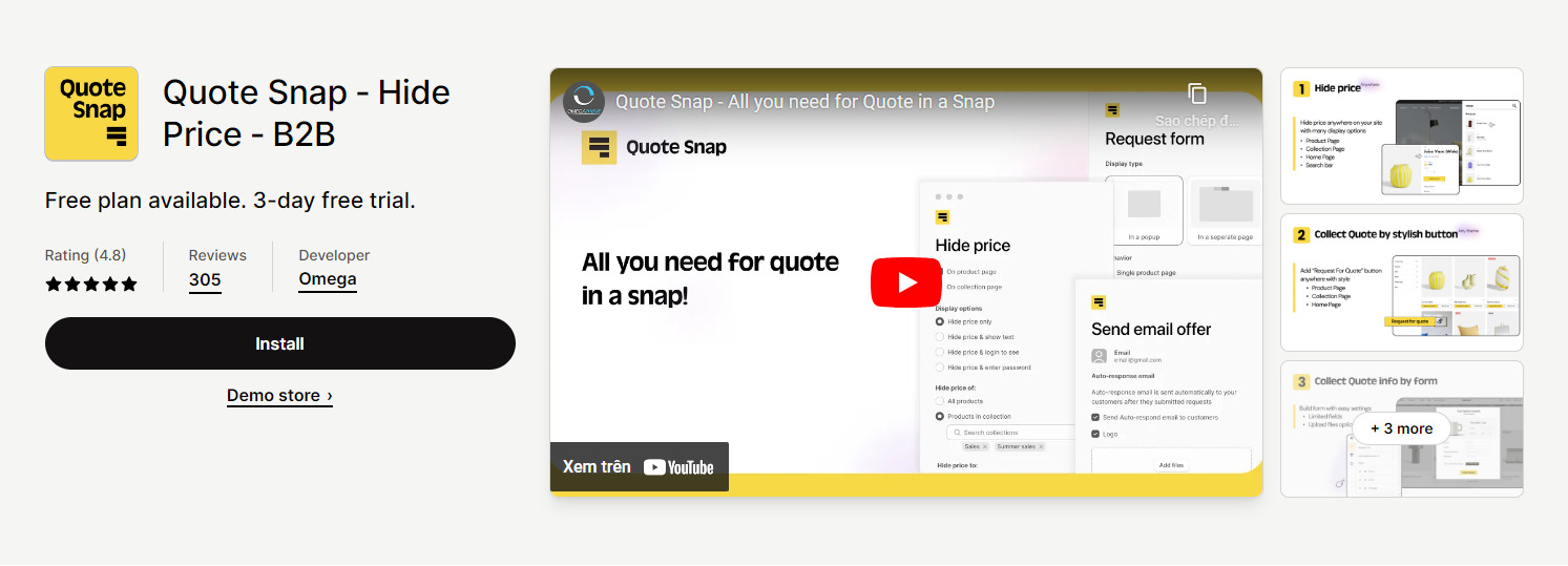 Quote Snap Hide Price B2B