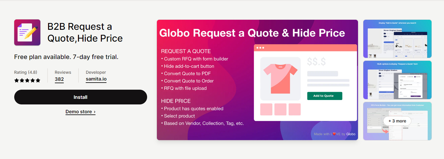 Request a Quote, Hide Price Shopify App