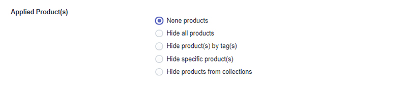 Shopify hide products