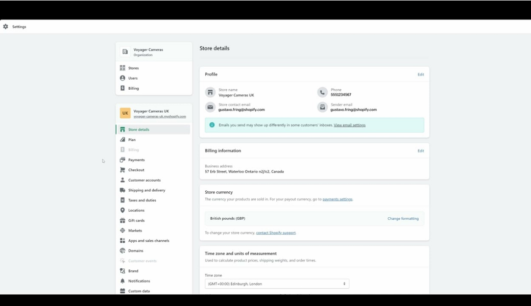 Shopify Plus features organization admin