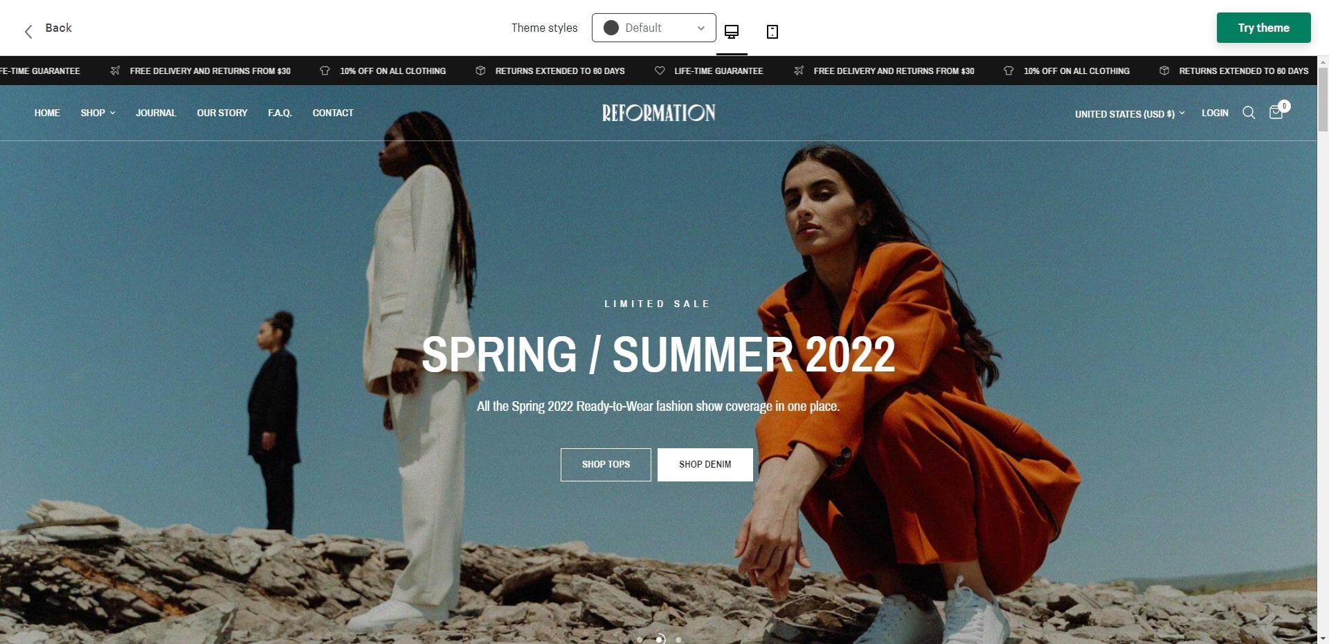 reformation - shopify plus template
