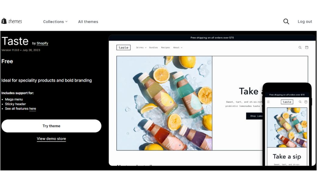 taste shopify theme
