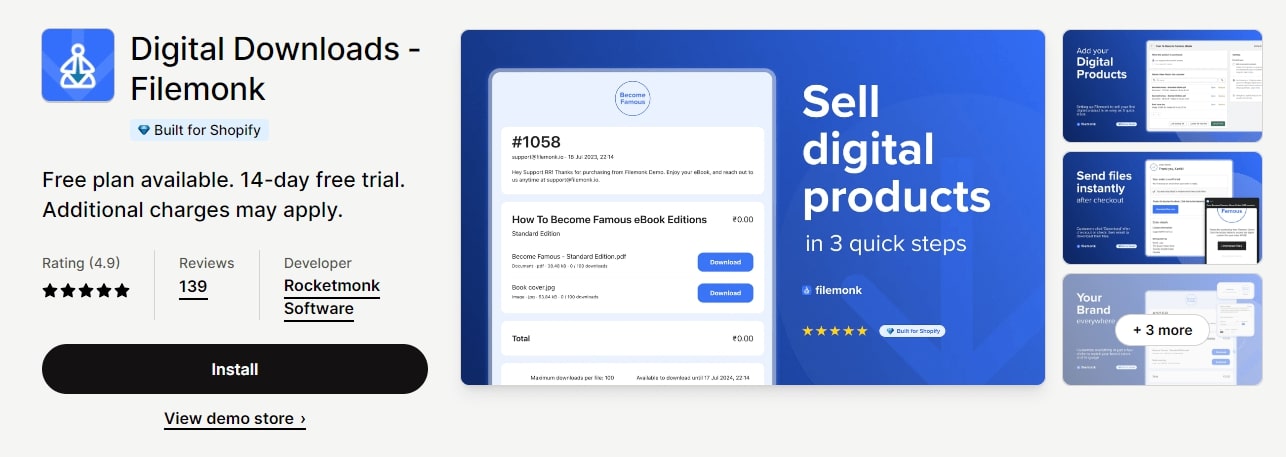 Filemonk - Shopify digital product app