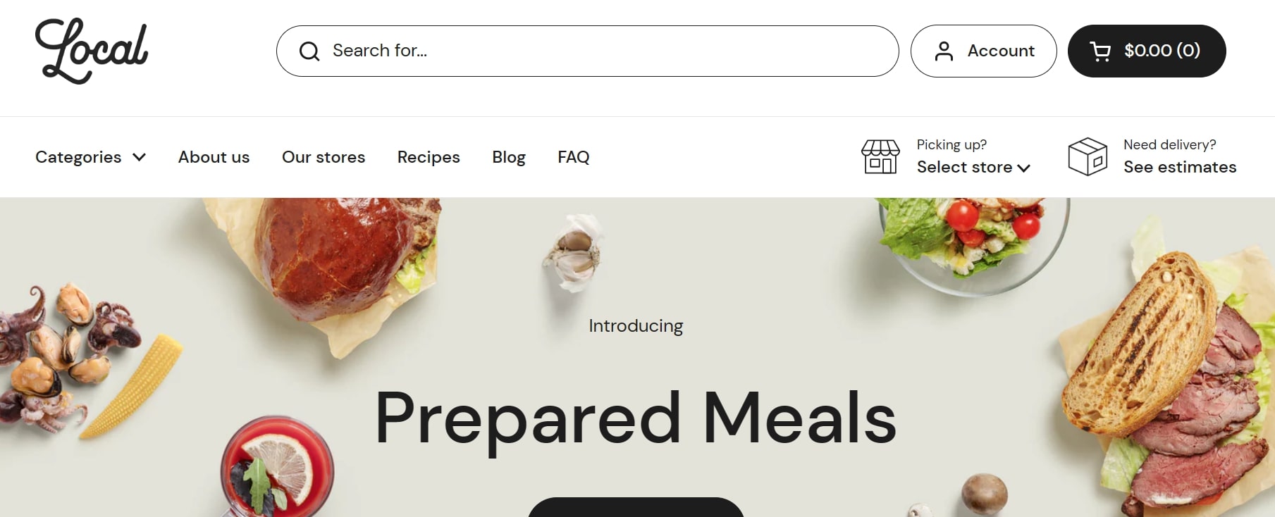 Local Shopify restaurant theme