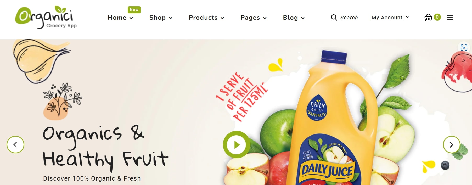 Organici Shopify restaurant theme