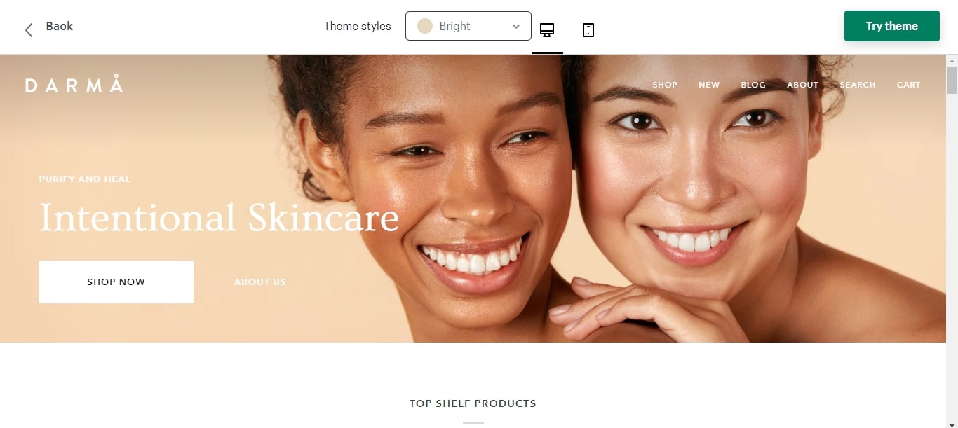 Pipeline Shopify theme Bright