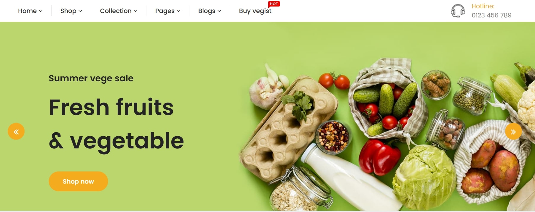 Vegist Shopify restaurant theme