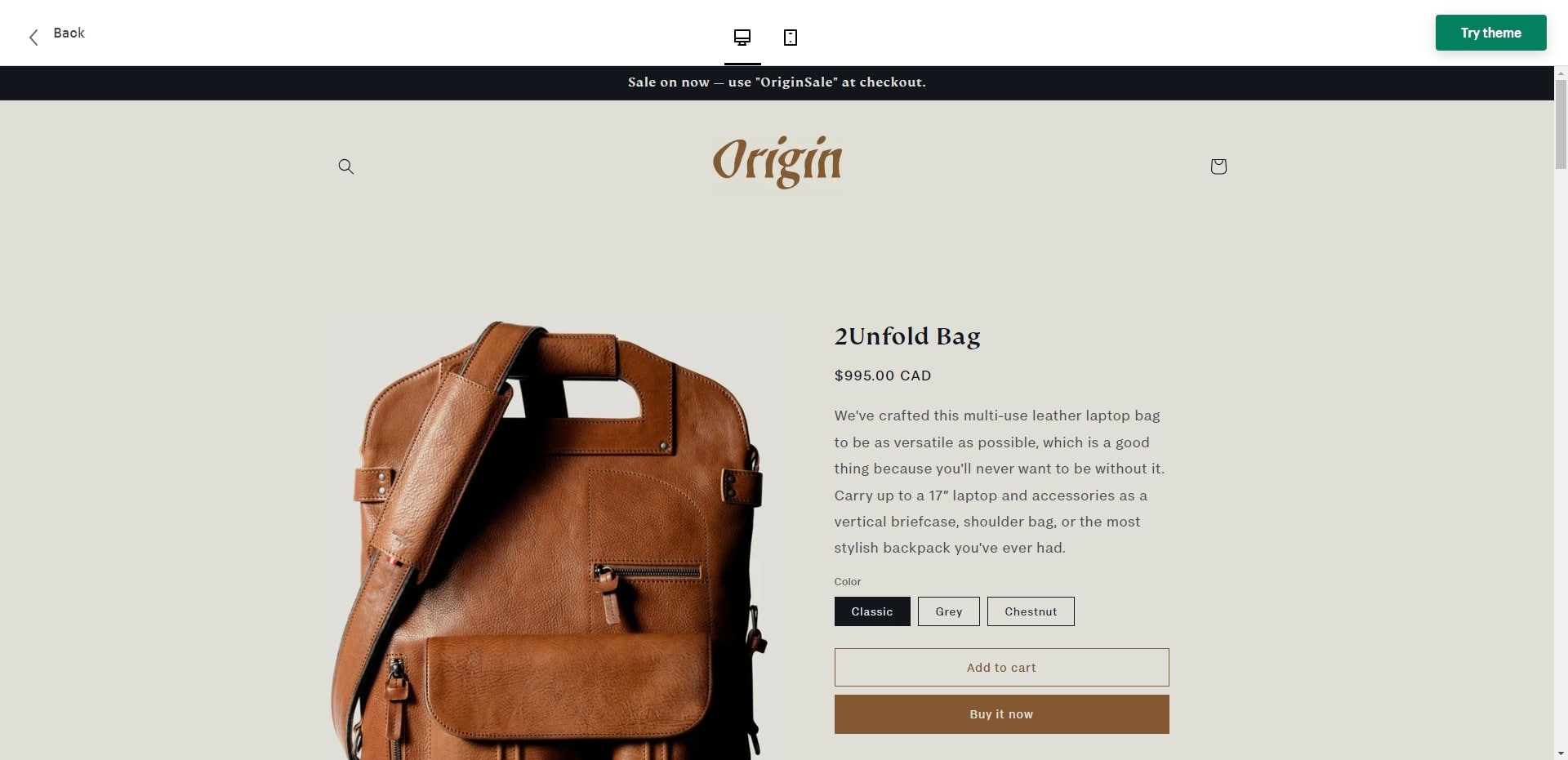 origin free shopify theme