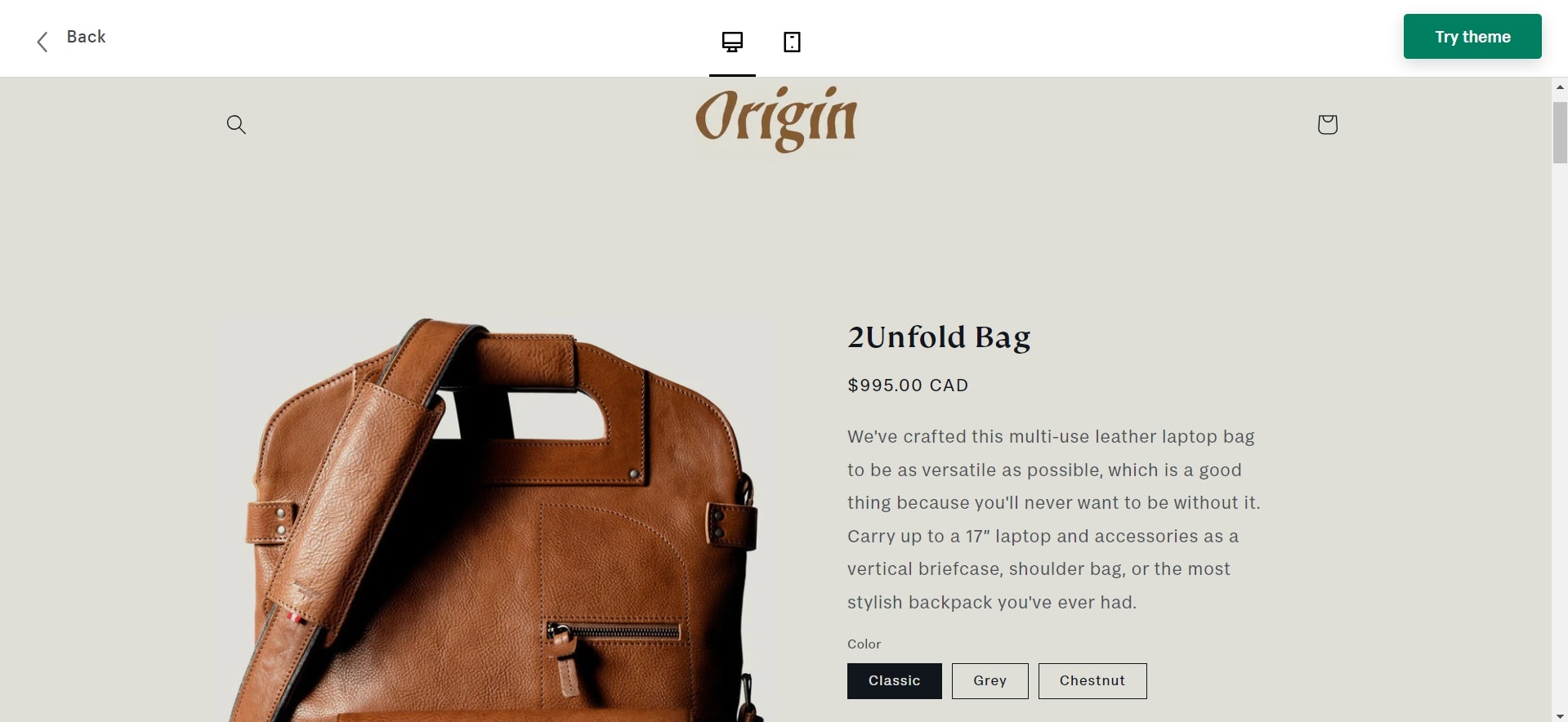 origin shopify theme minimal