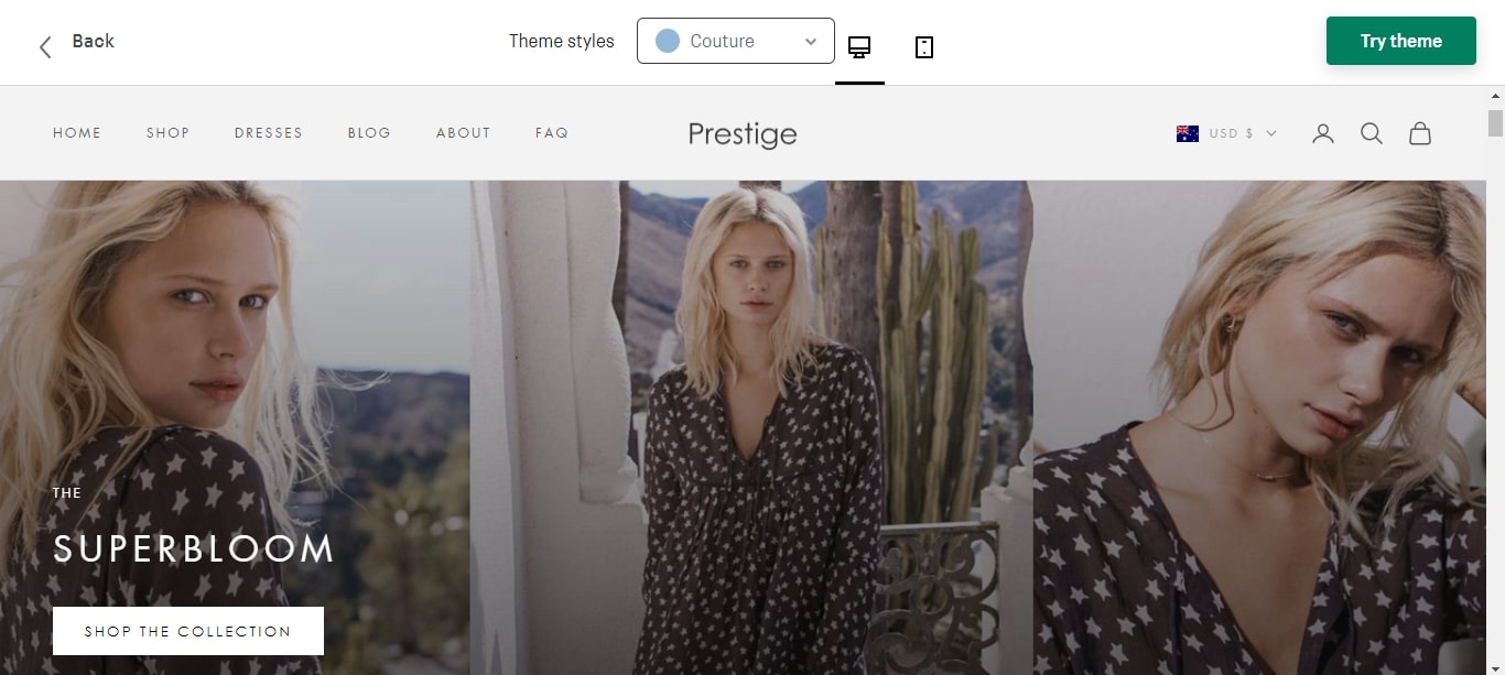 prestige shopify theme couture