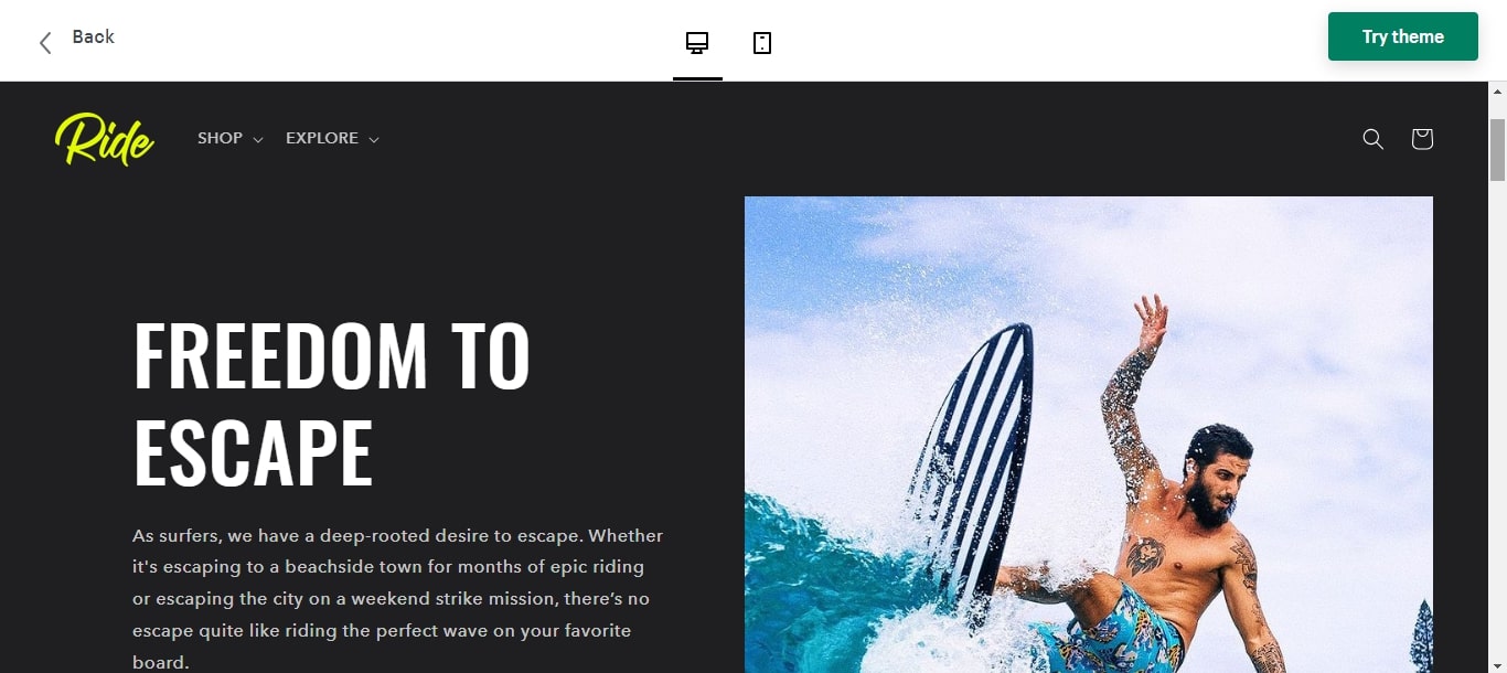 ride fastest shopify theme