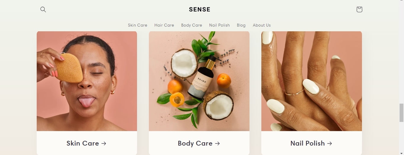 sense shopify theme feature