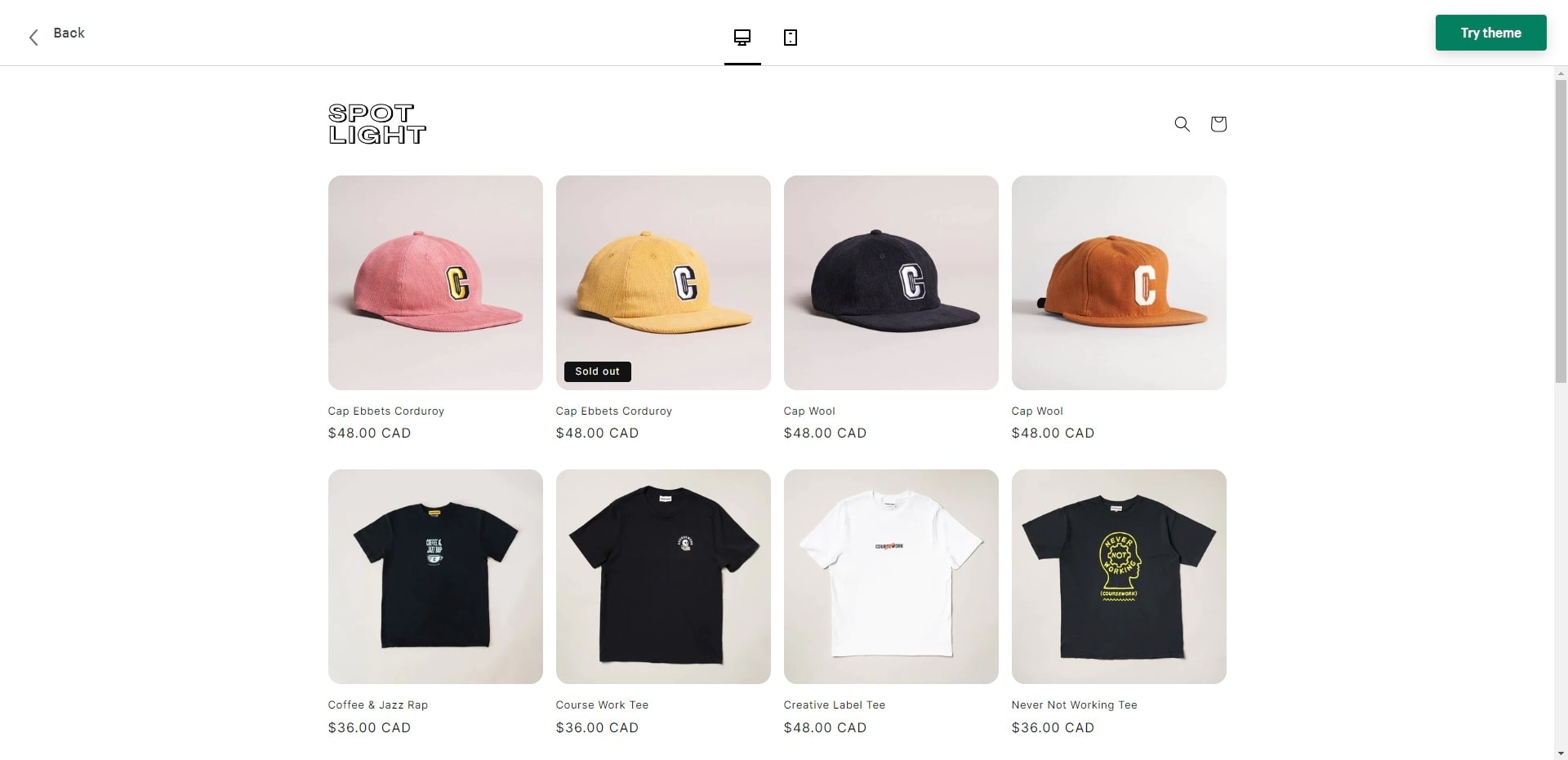 spotlight free shopify theme