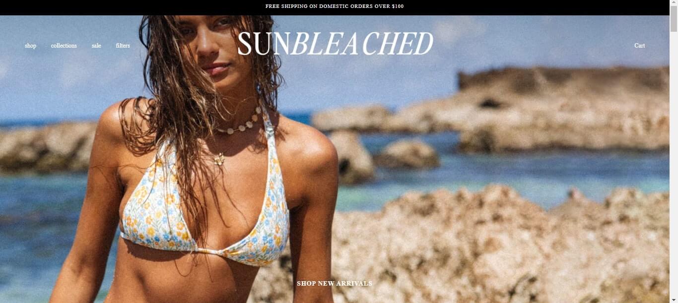 Sun Bleached example Pipeline Shopify theme