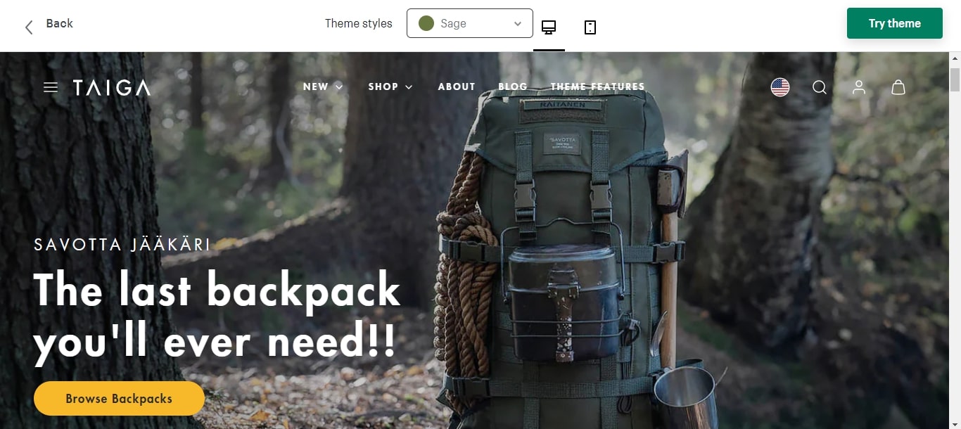 taiga fastest shopify theme