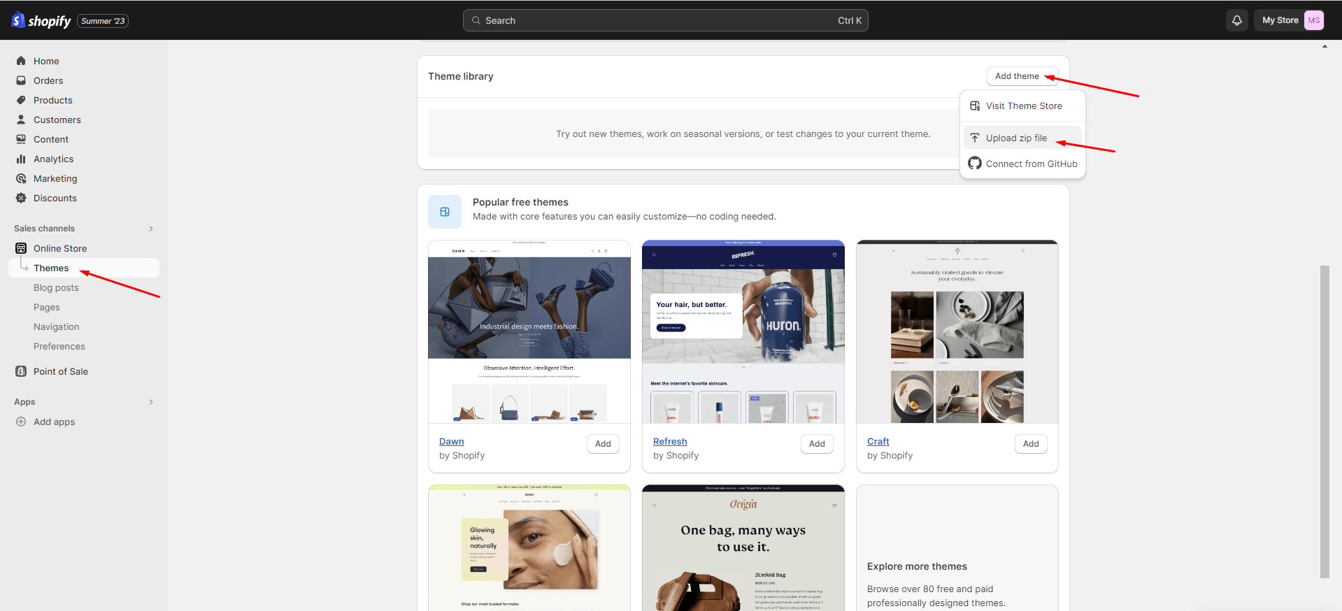 upload shopify theme