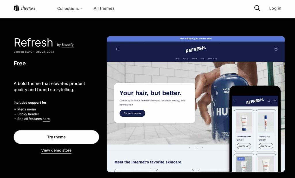 Refresh theme Shopify