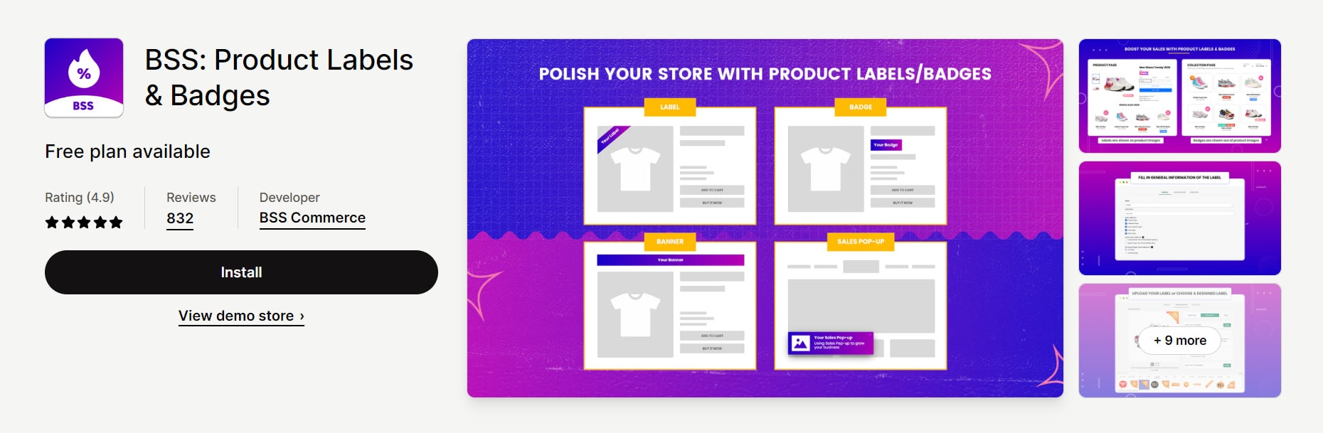 BSS Product Labels & Badges Shopify embedded app