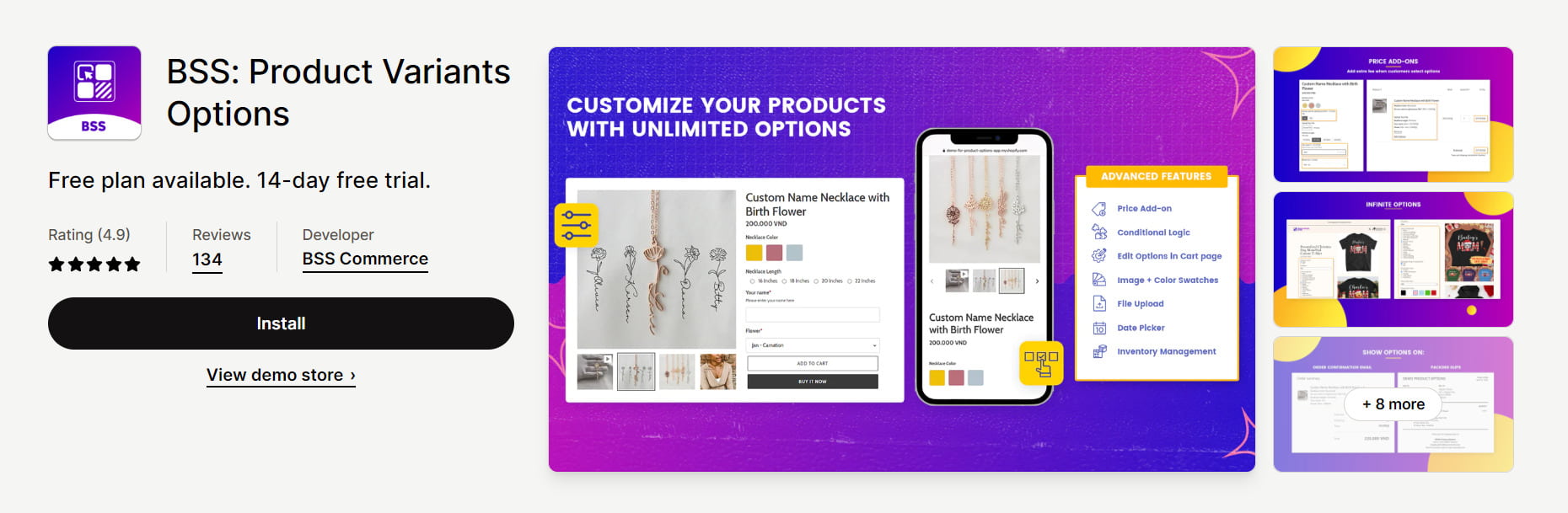 BSS Product Variants Options one of the best Shopify embedded apps