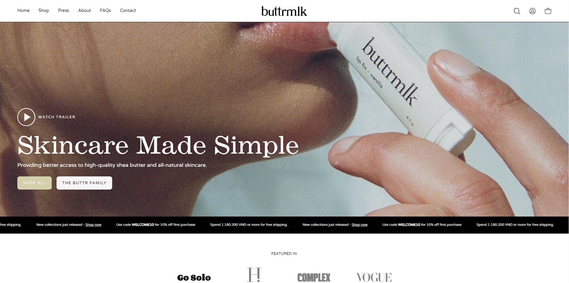 Buttrmlk store using Shopify Palo Alto theme