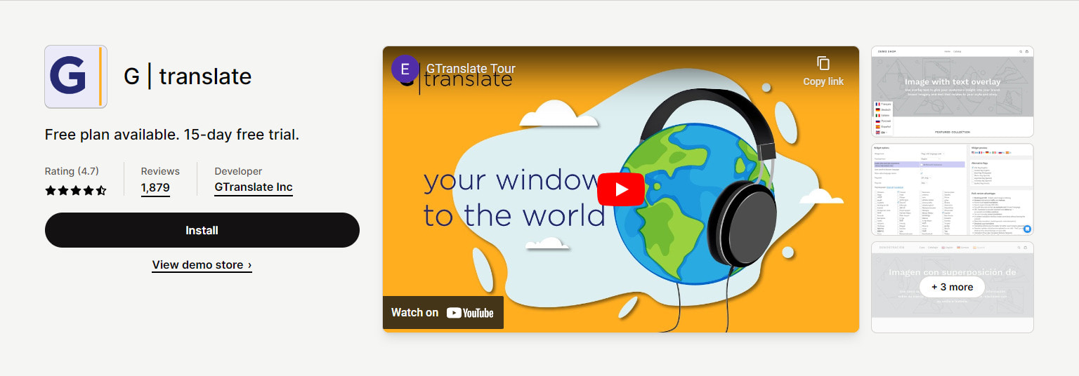 G Translate Shopify translation app