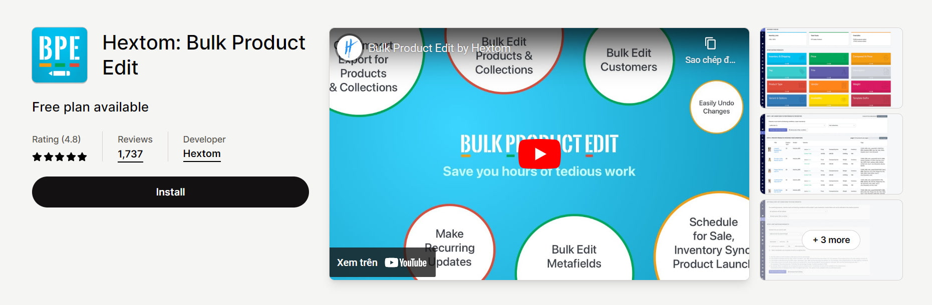 Hextom Bulk Product Edit Shopify embedded app example