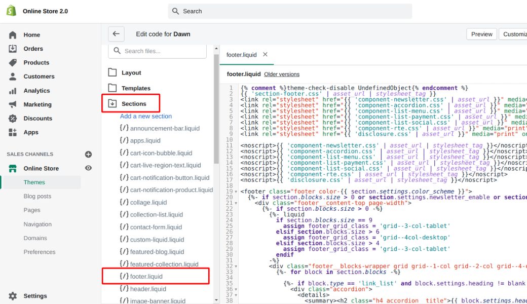 How to Remove Powered by Shopify by Editing Code 2
