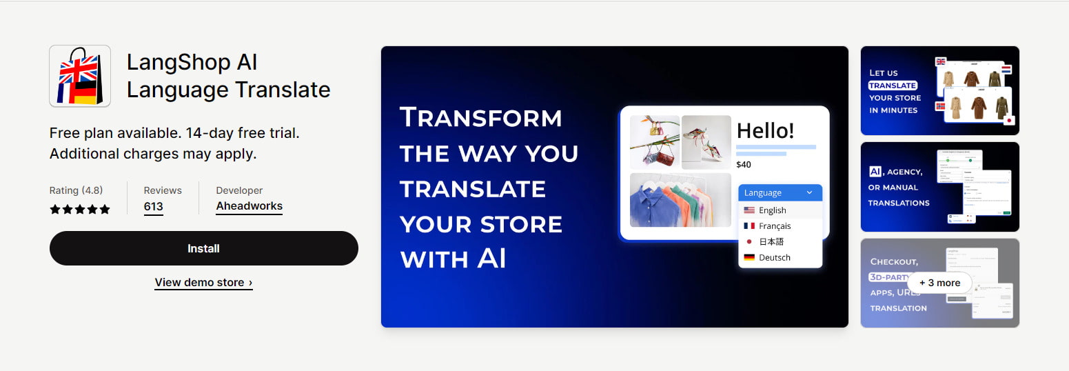 LangShop AI Language Translate best translation app Shopify
