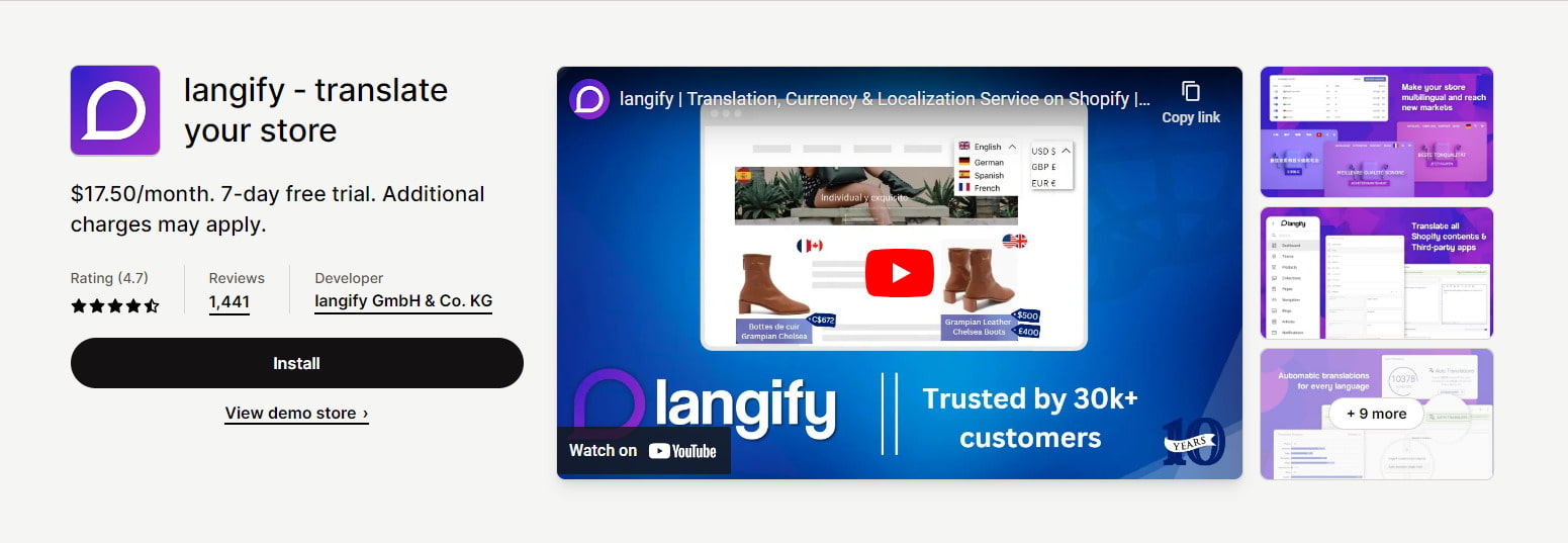 Langify Translate your store best Shopify translation app