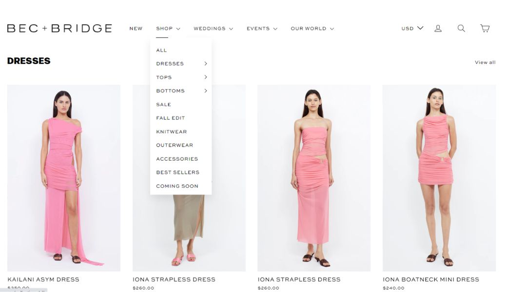 Bec and Bridge motion theme shopify example