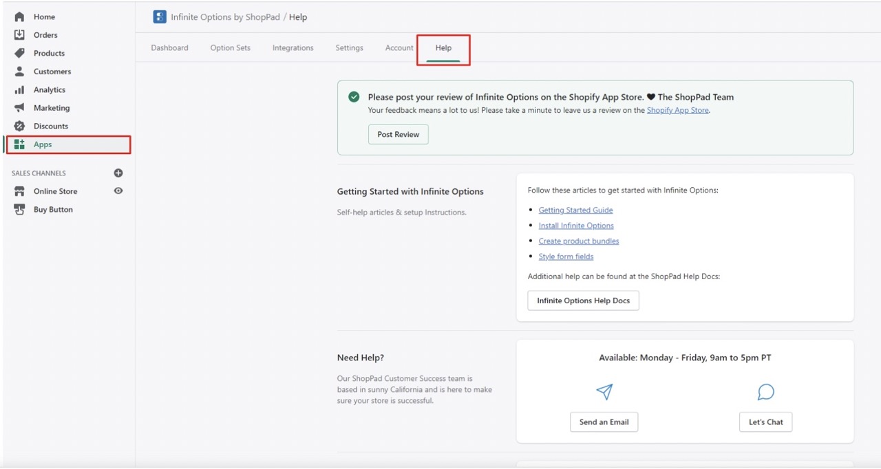 Complete the remaining configurations within the app