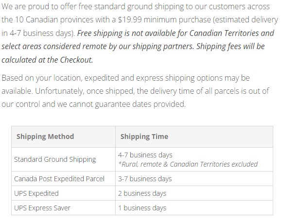 Shopify Shipping Policy Template Example 2