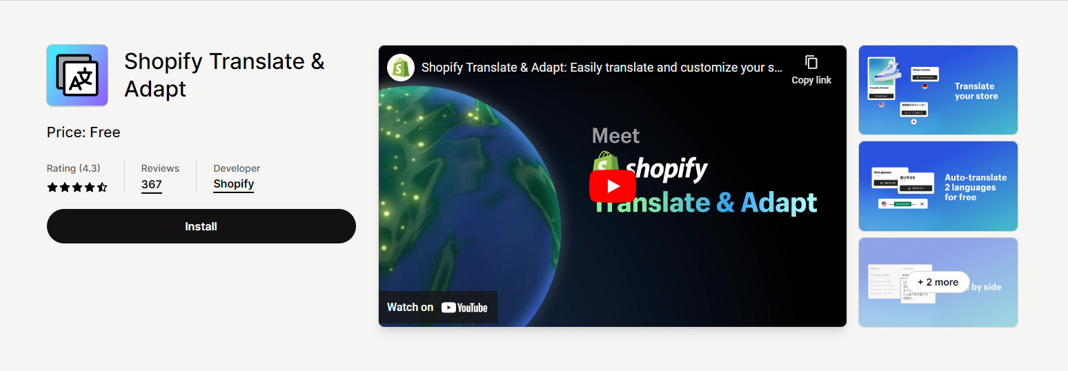 Shopify translate & adapt app