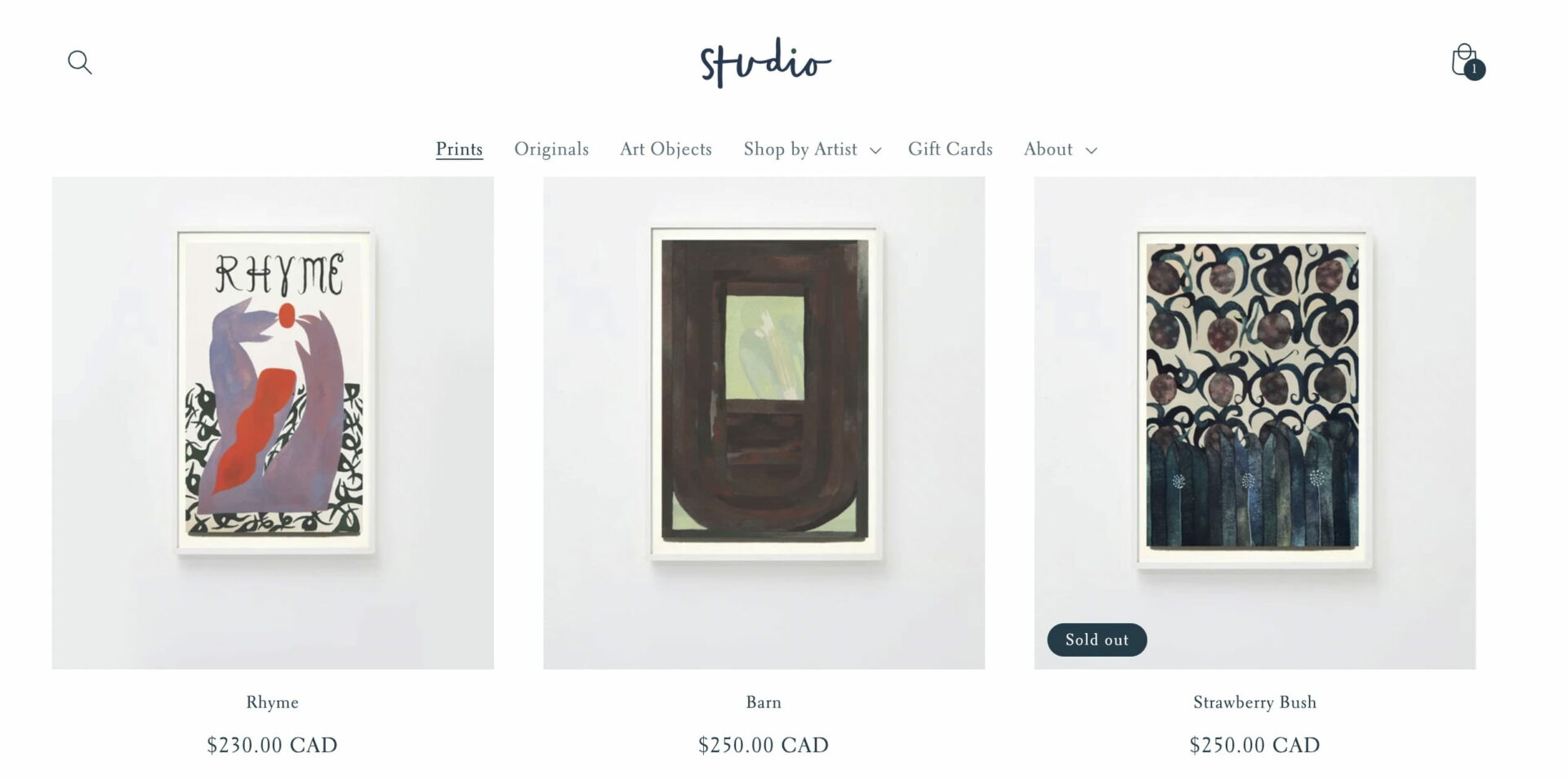 Studio Theme Shopify Shop page